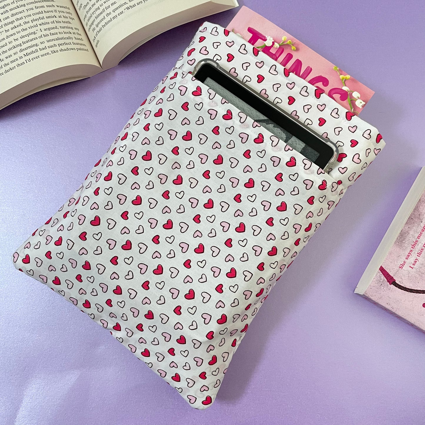 Heart Print Book Sleeve