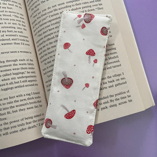 Mushroom Print Fabric Bookmark
