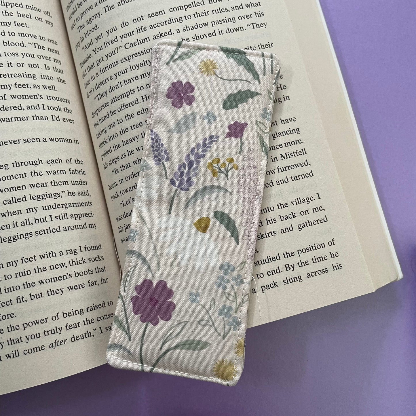 Spring Floral Print Fabric Bookmark