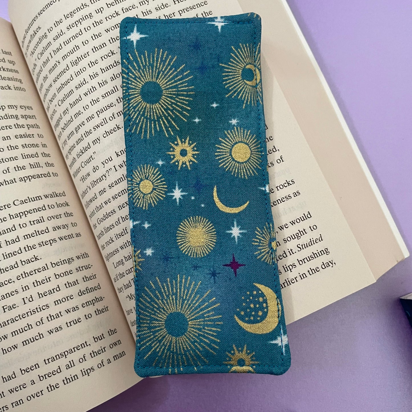 Blue Lunar Fabric Bookmark