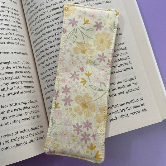Yellow Floral Print Fabric Bookmark
