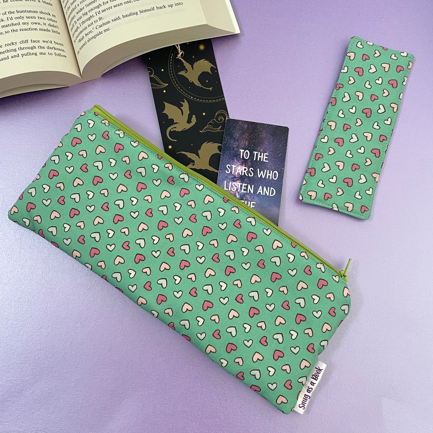 Green Heart Bookmark Case