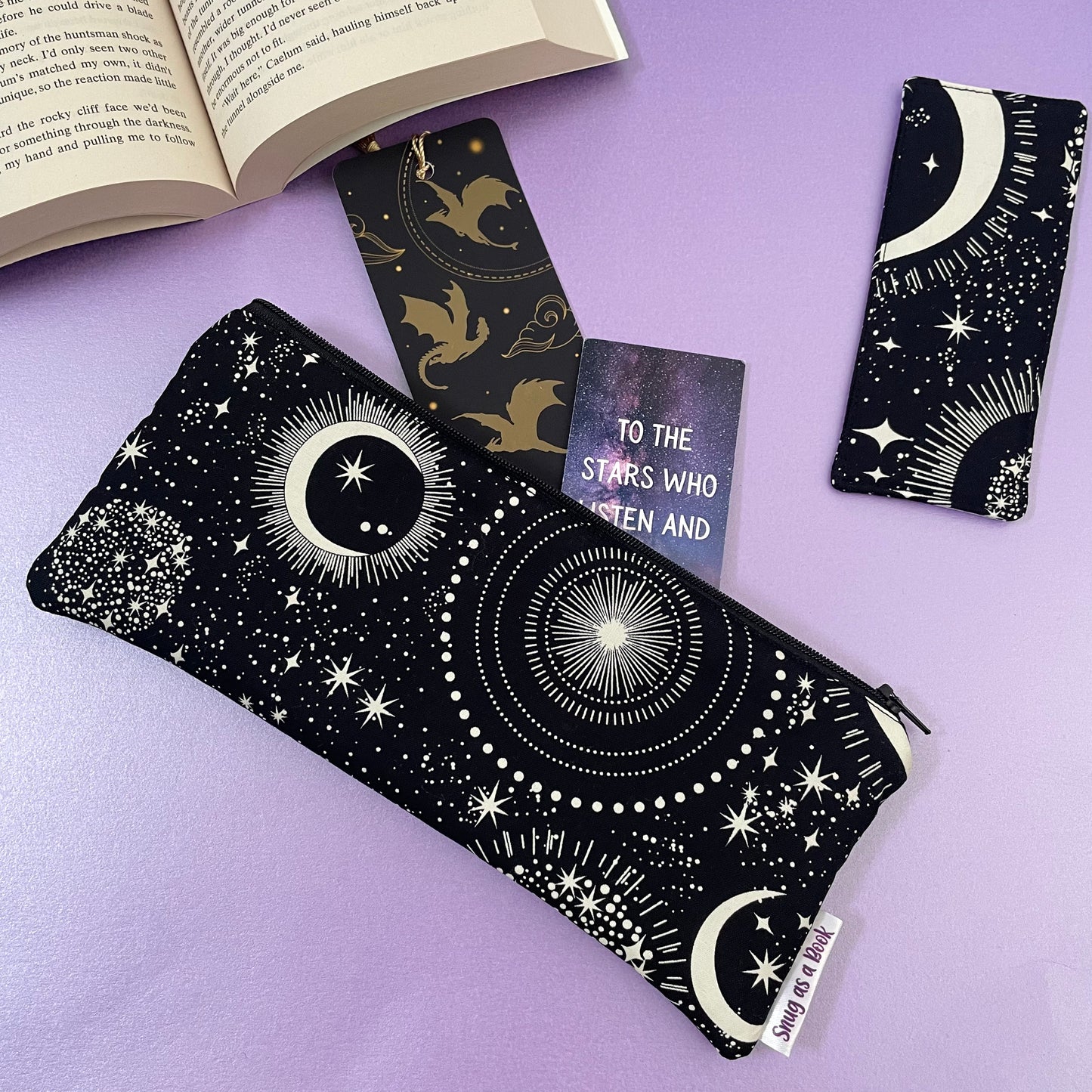 Glow in the Dark Moon and Stars Bookmark Case