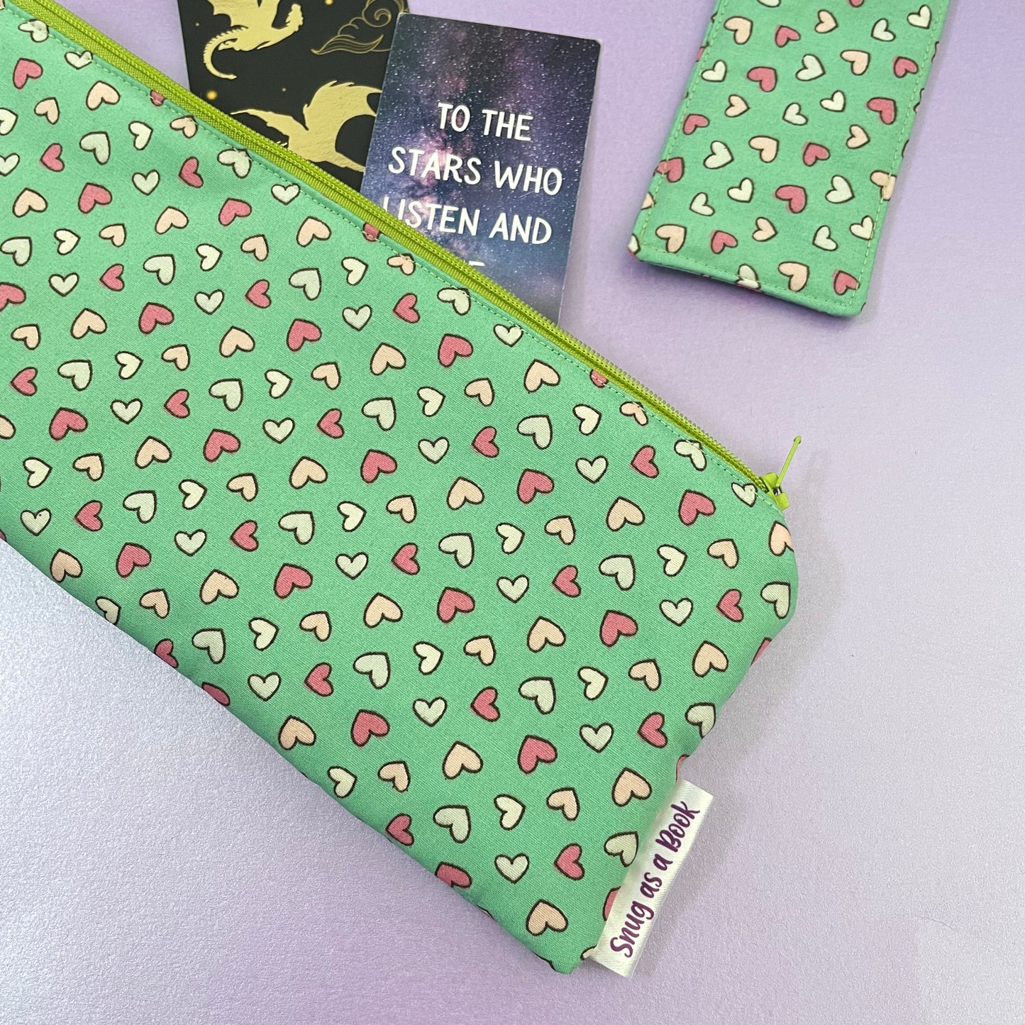 Green Heart Bookmark Case