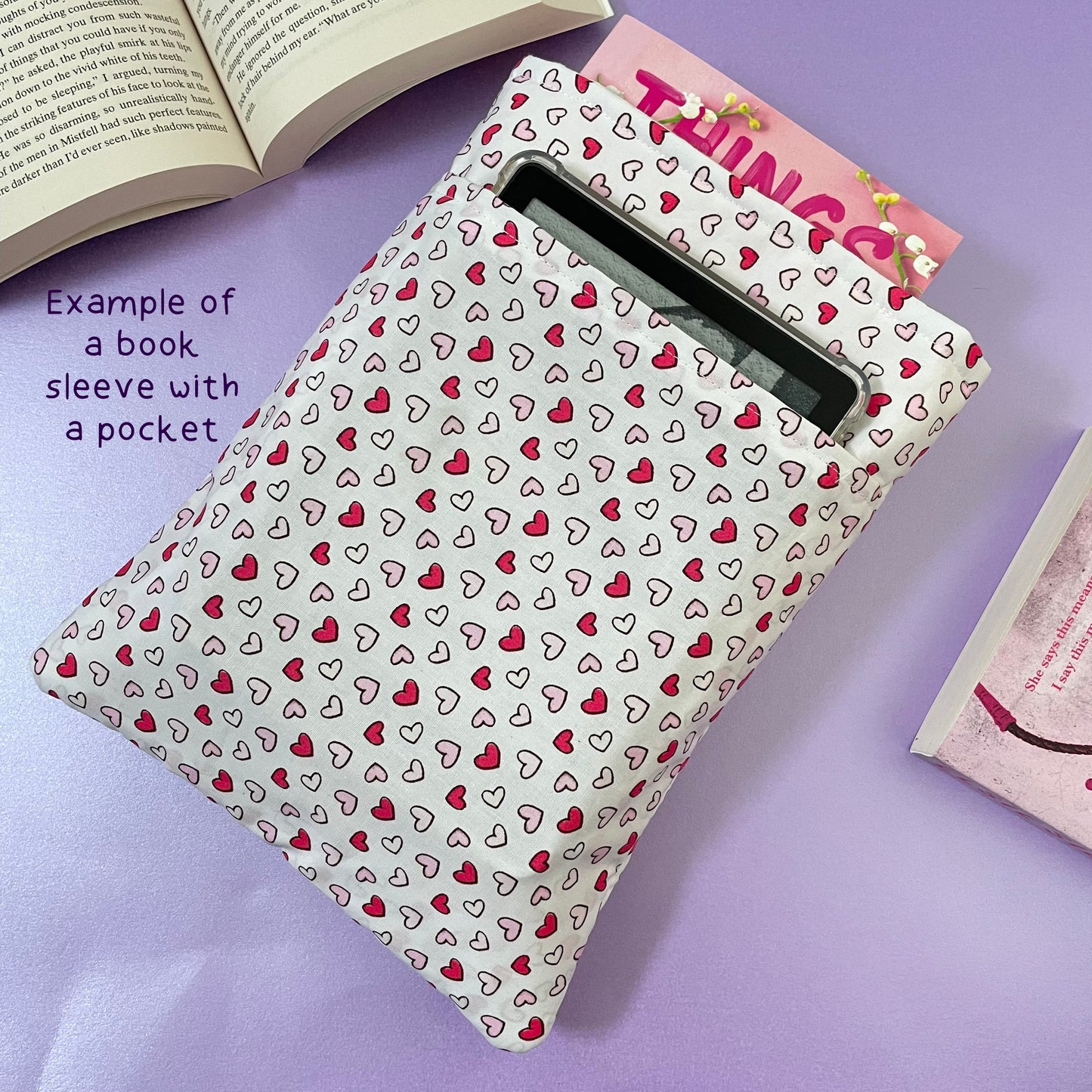 Purple Heart Print Book Sleeve